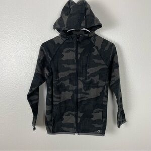 GAP Fit Boy’s Grey Camo Full Zip Hoodie Sweatshirt Jacket Sz XL 12 Full Zip Up